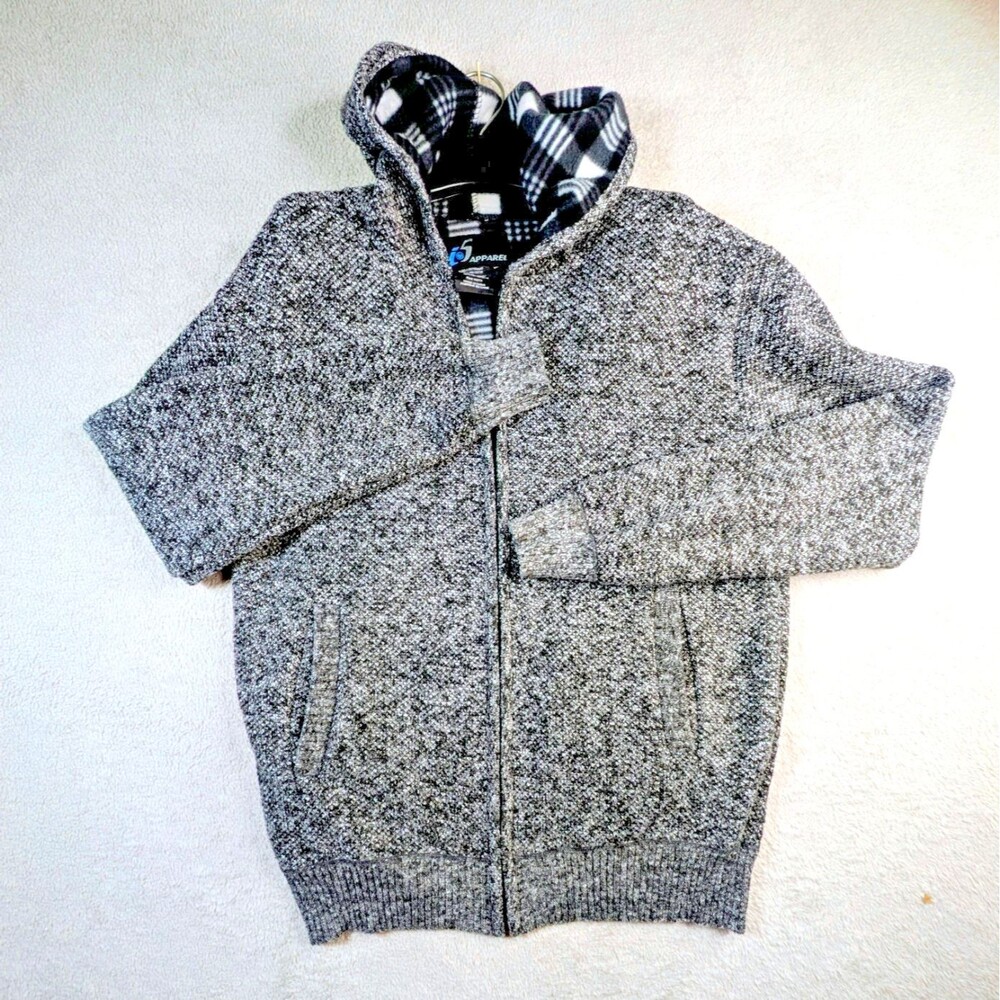 Mens Sweater Knit Full Zip Jacket Cardigan Fleece Blanket Lined Chunky Size XL